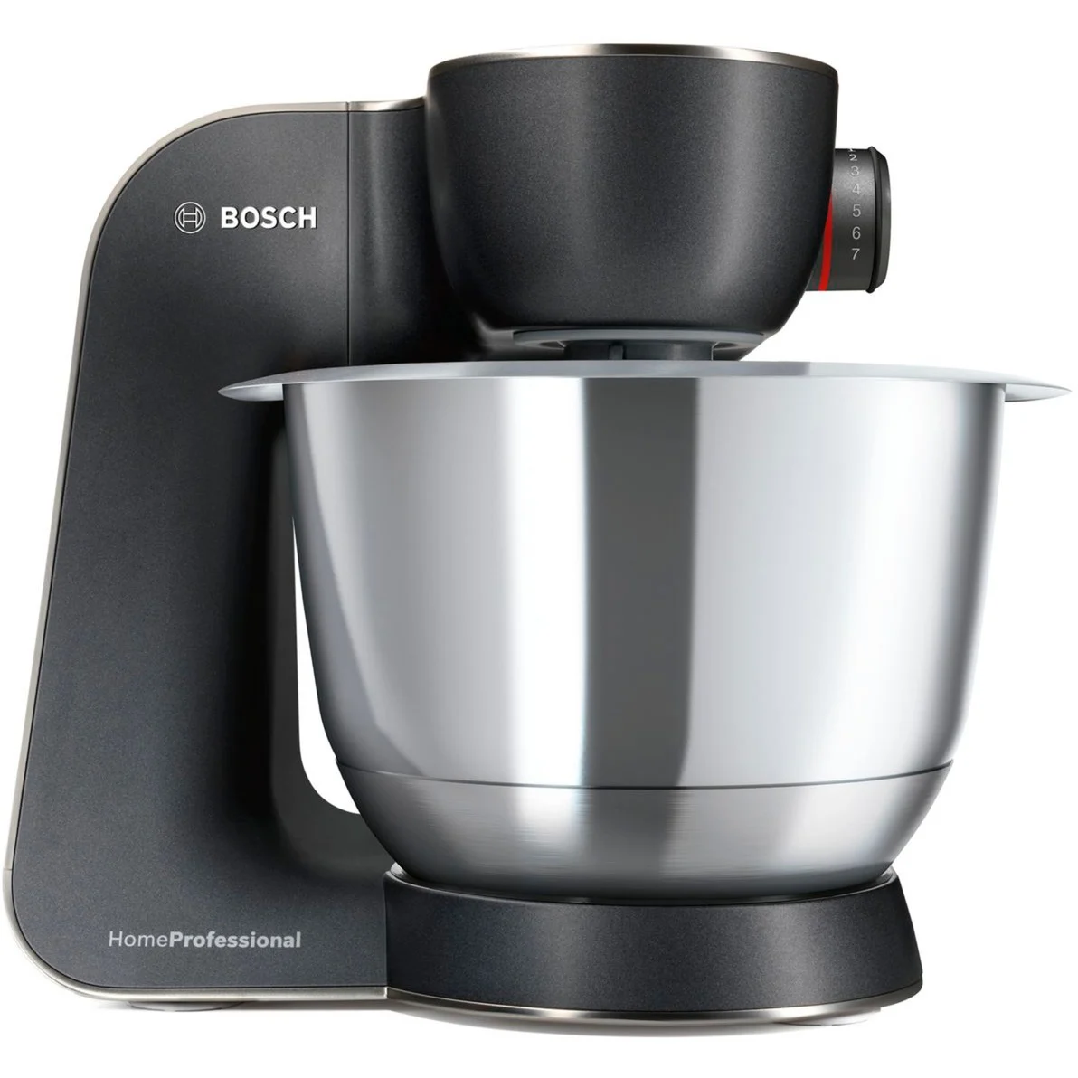 Bosch MUM59N26DE Küchenmaschine Serie 4 (1.000 Watt, 3,9 L Edelstahl-Rührschüssel, 7 Geschwindigkeiten, Schwarz/Edelstahl) – Profi Rühren, Kneten & Patisserie